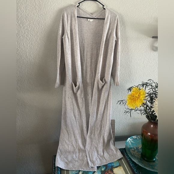 Garnet Hill Gray 100% Cashmere Easy Duster Cardigan Sweater Sz S - Picture 6 of 16